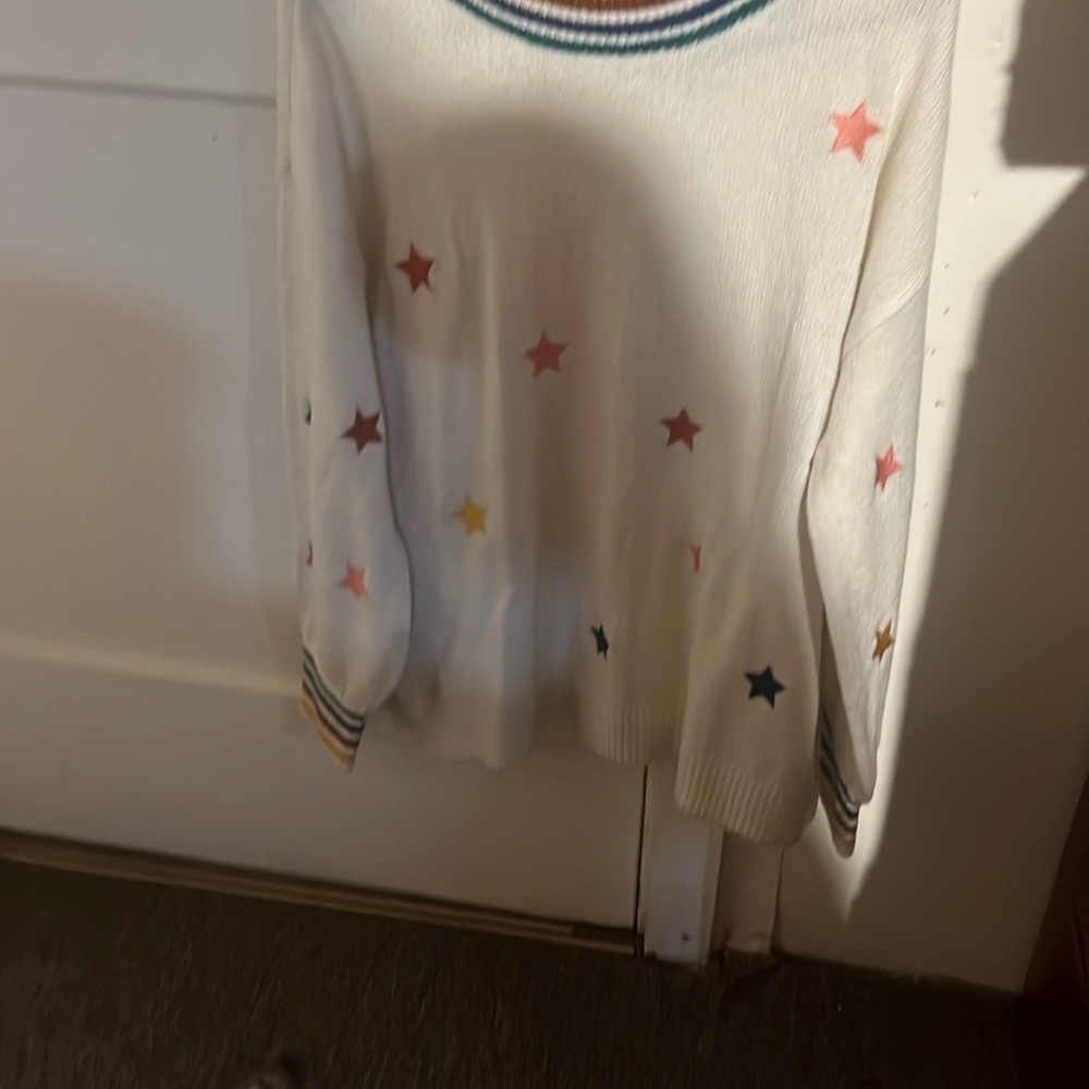 Maurices Red and White Crew Neck Sweater